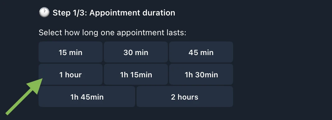 Setup duration