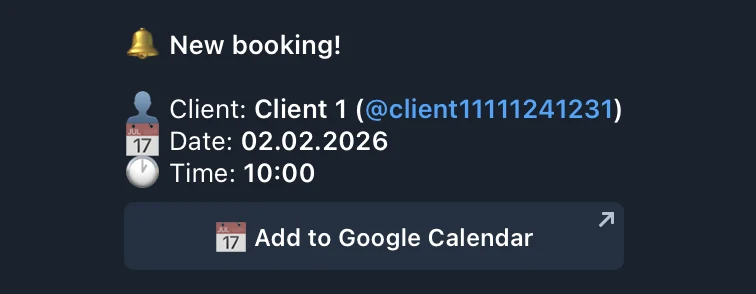 New booking