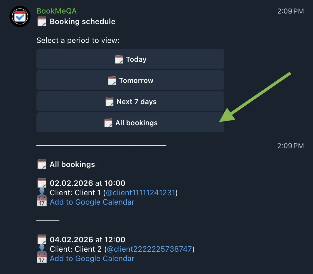 View schedule