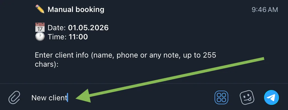 Enter client info