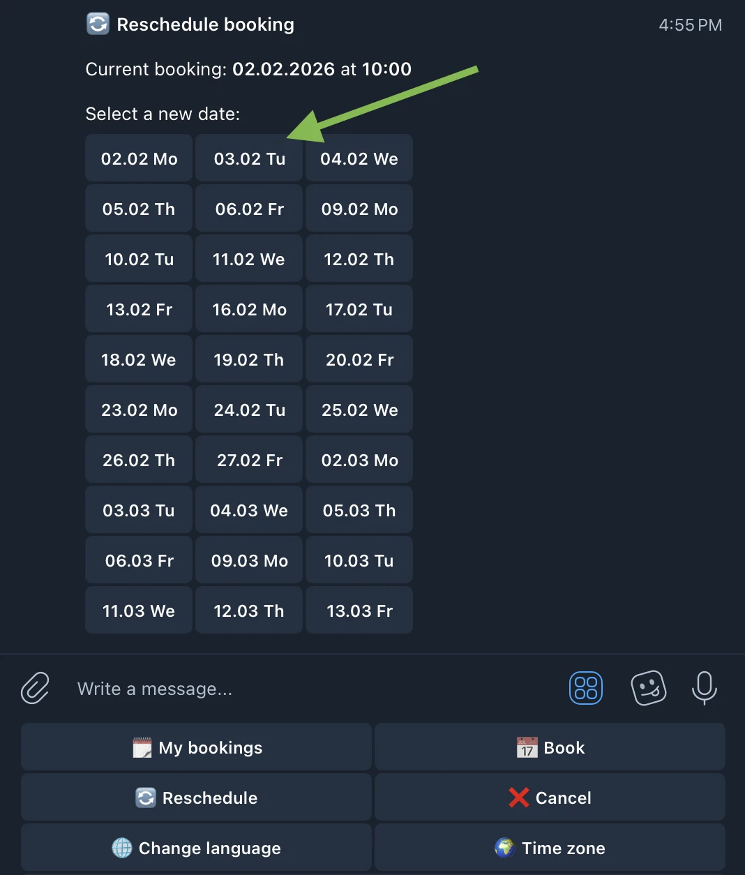 Reschedule date